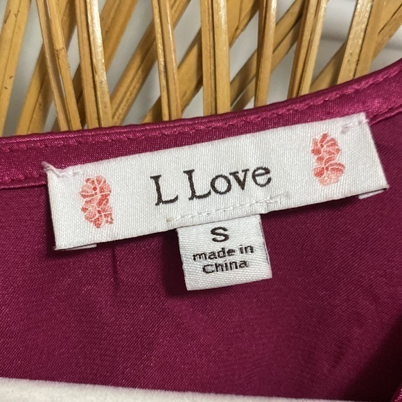 L‎ Love Women's Small Satin Faux Wrap Long Sleeve Dress - Pink / Purple - Picture 2 of 10